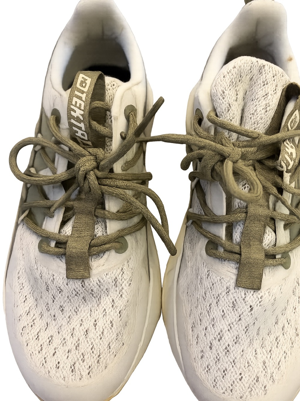 New Balance White and Olive Women's Running Sneakers